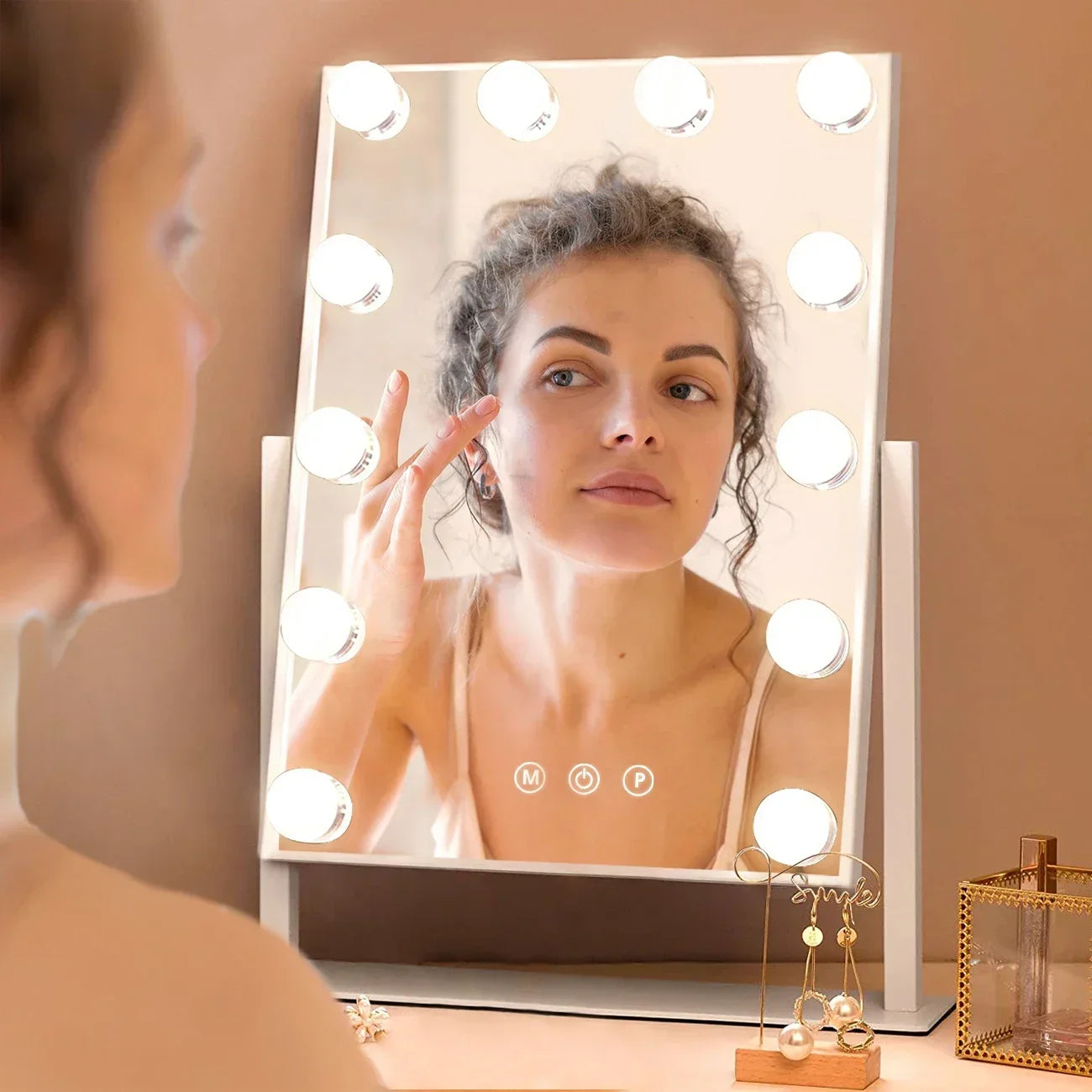 White Vanity Mirror with Lights