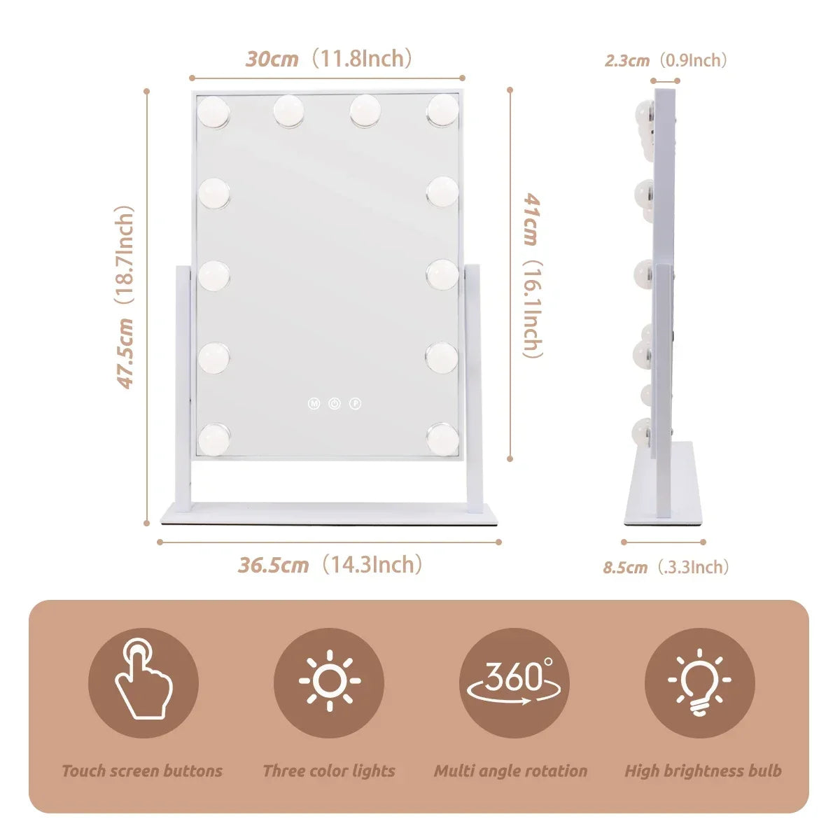 White Vanity Mirror with Lights